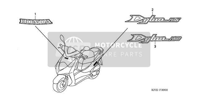 Honda SES150 2003 Sticker/Streep (E/ED/F) voor een 2003 Honda SES150